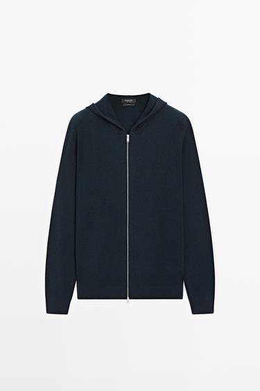 Zara 100% cashmere hooded cardigan - Navy blue - Image 0