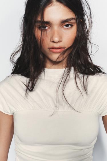 DRAPED TOP - Oyster-white by Zara - Image 3