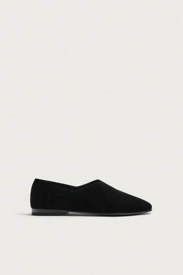 VELVET-EFFECT LOAFERS — Black 2