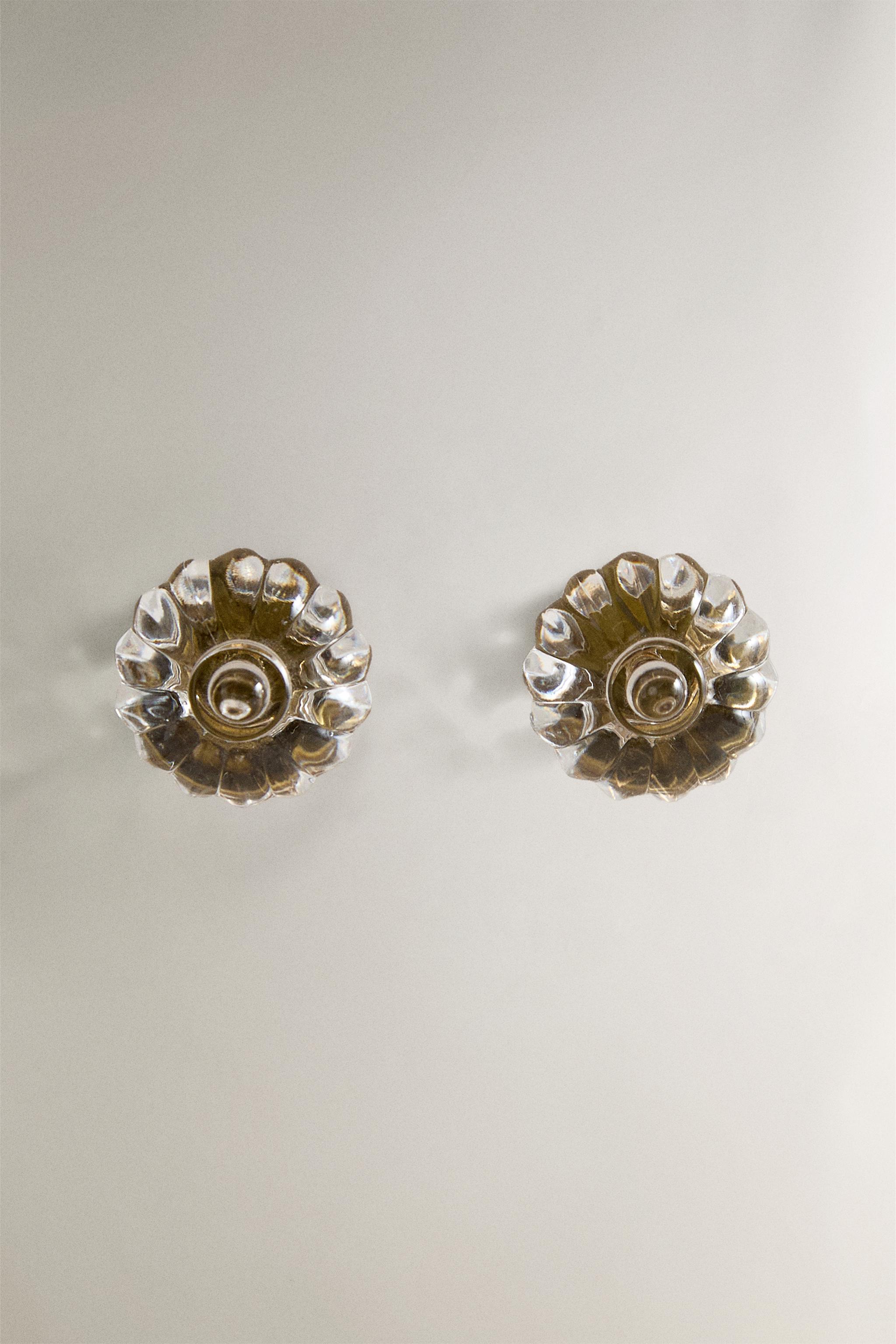 SET OF ACRYLIC FLOWER KNOBS (SET OF 2) — Transparent
