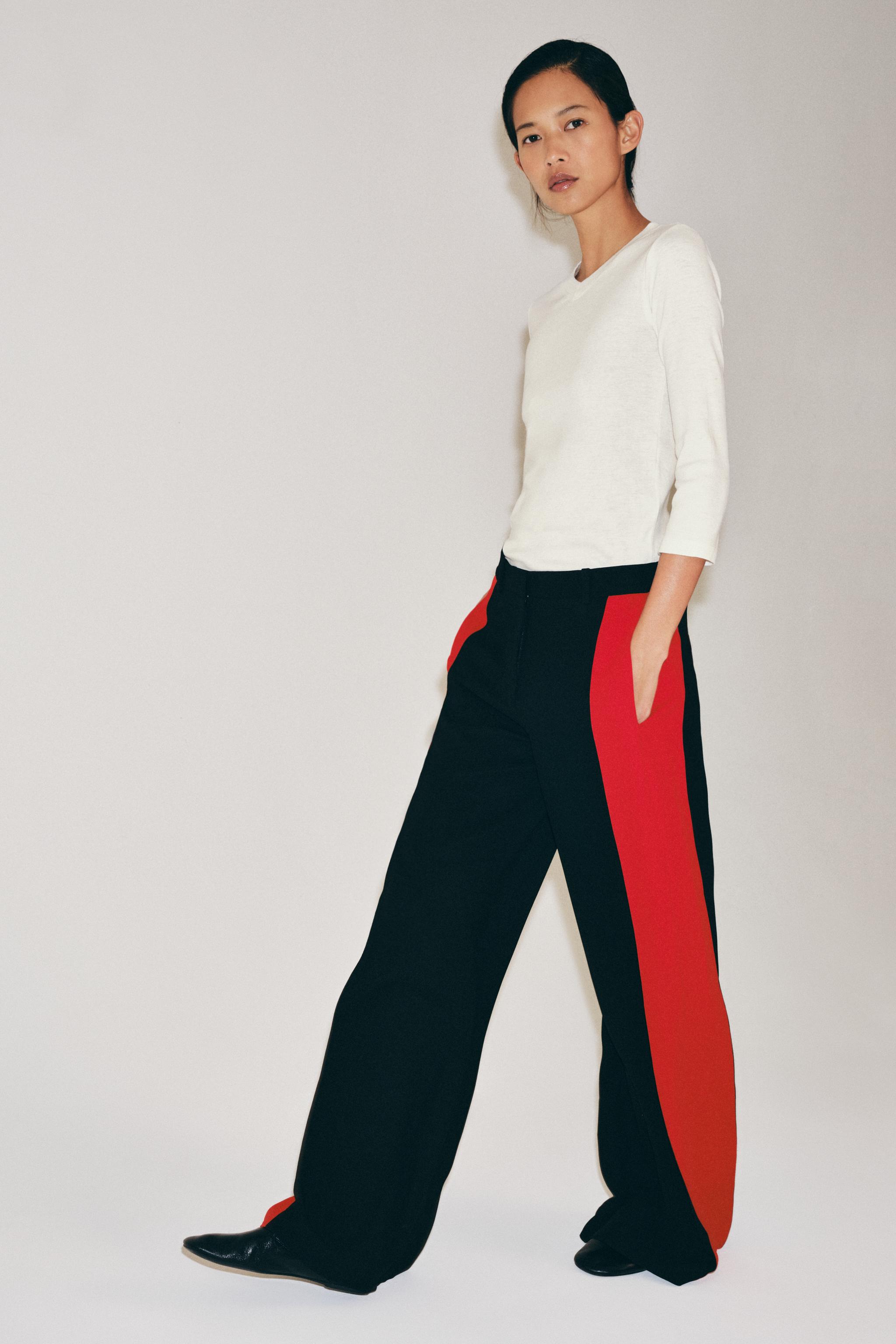 ZW COLLECTION SIDE-STRIPE WIDE-LEG PANTS