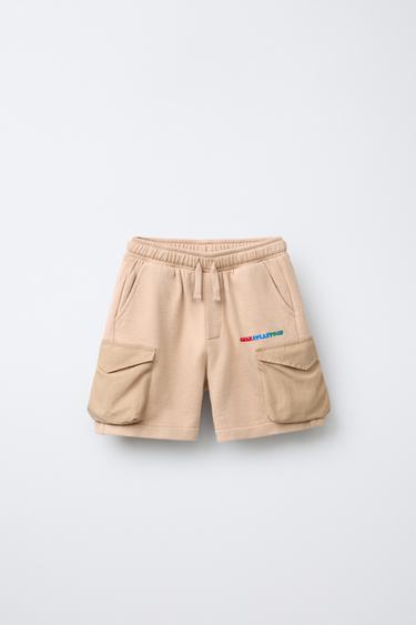 CARGO-BERMUDASHORTS MIT STICKEREI - Beige von Zara
