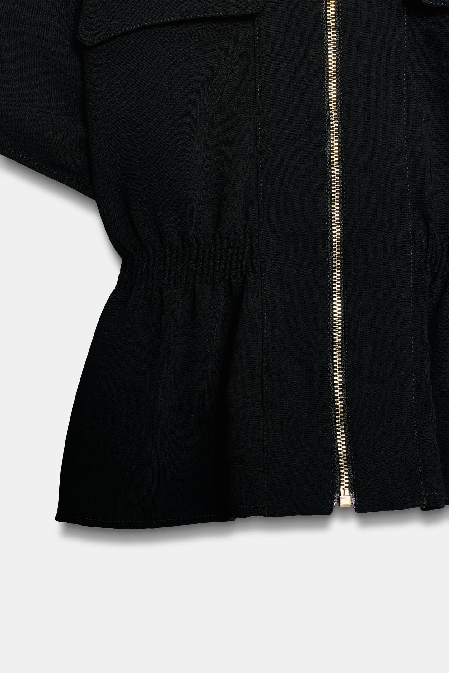 Женская блузка Zara Zip-Up Blouse, цвет: Чёрный — фото 5