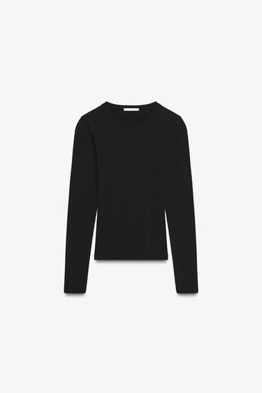 Zara LONG SLEEVE T-SHIRT - Black