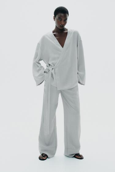 Zara PAJAMA PANTS - Pearl marl - Image 0