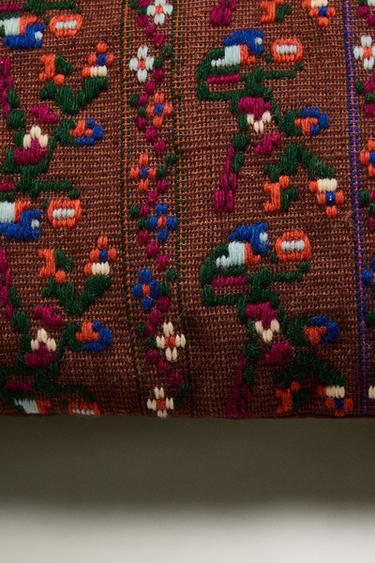 Zara EMBROIDERED THROW PILLOW COVER X COLLAGERIE - Brown