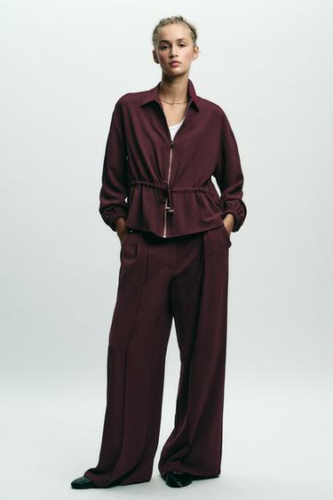 WIDE-LEG SEAM TROUSERS - Burgundy by Zara - Image 0