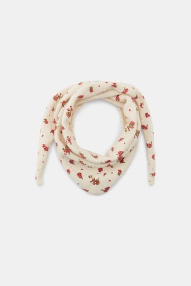BANDANA POINT IMPRIMÉ FLEURS - Écru de Zara