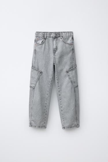 Zara VREĆASTE CARGO FARMERKE – Siva – Slika 0