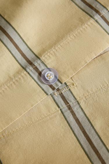 STRIPED PERCALE DUVET COVER (300 THREAD COUNT) - Yellow by Zara