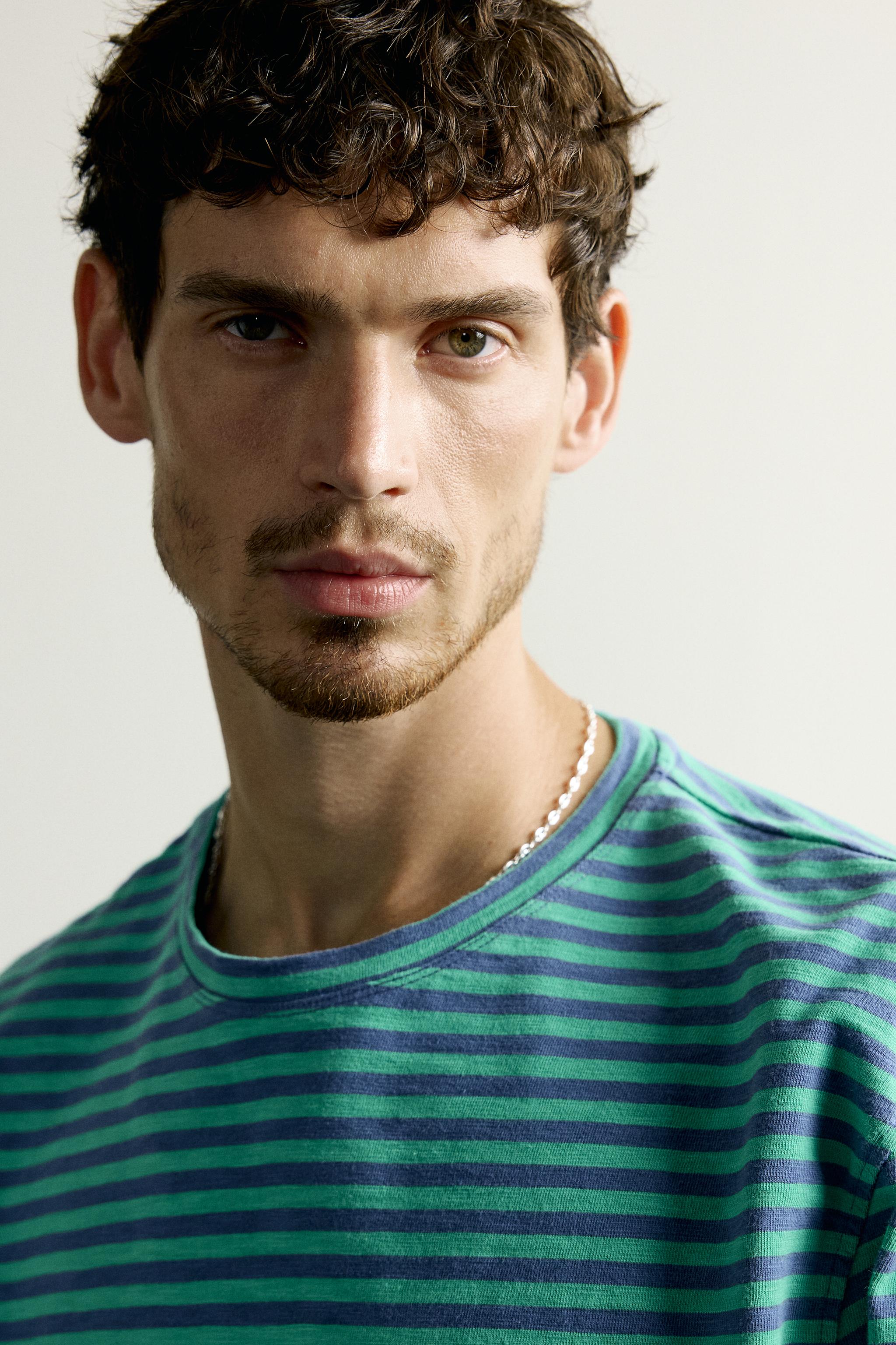 Мужские футболки Zara RELAXED FIT STRIPED JACQUARD T-SHIRT — фото 5