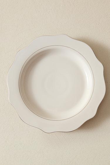 PRATO RASO DE PORCELANA COM BORDA - Creme da Zara