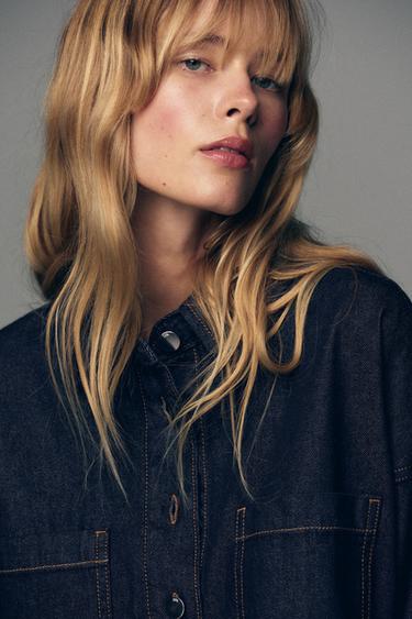 Z1975 SHORT DENIM SHIRT - Blue by Zara - Image 3