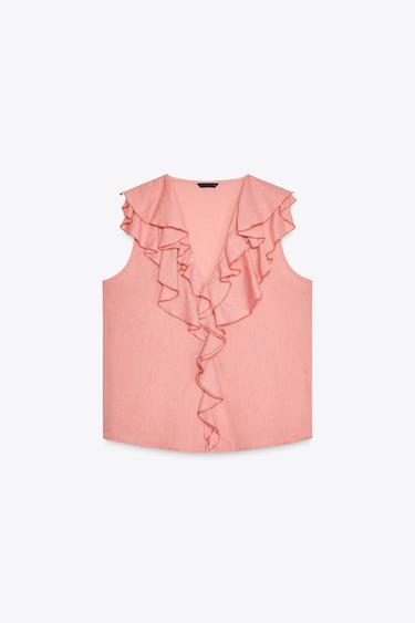 CHEMISE SANS MANCHES À VOLANTS - MARSALA de Zara - Image 3