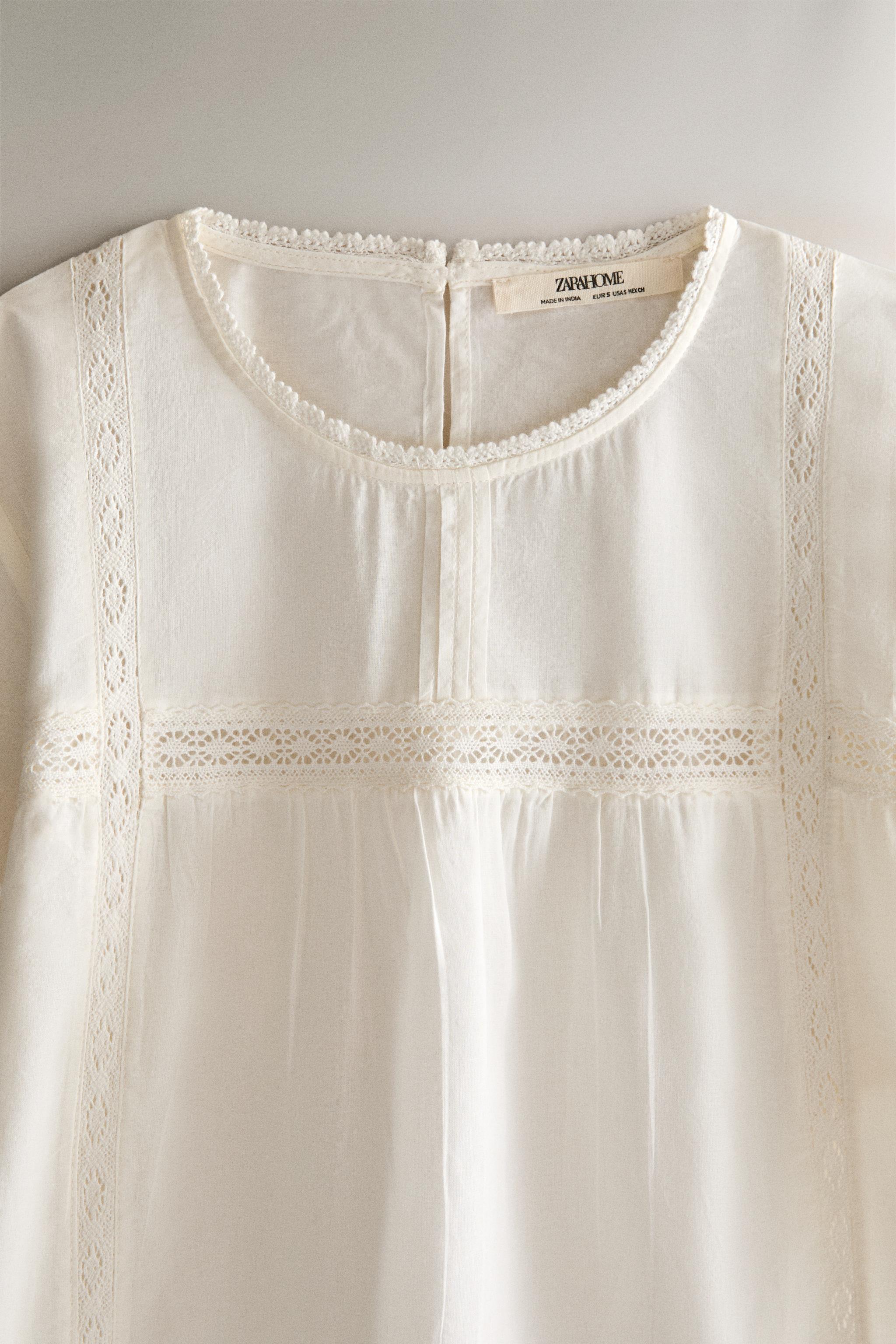 LACE CROP TOP — Ecru
