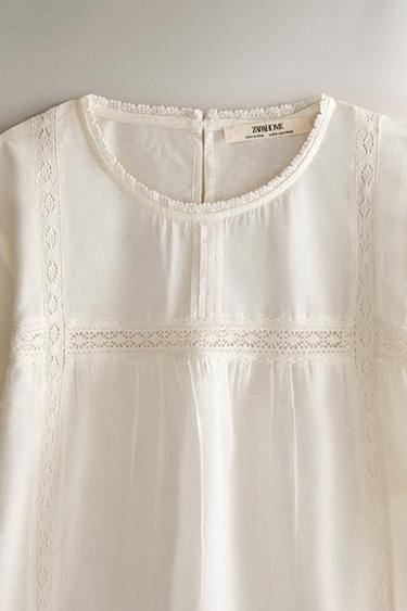LACE CROP TOP - Ecru by Zara - Image 1