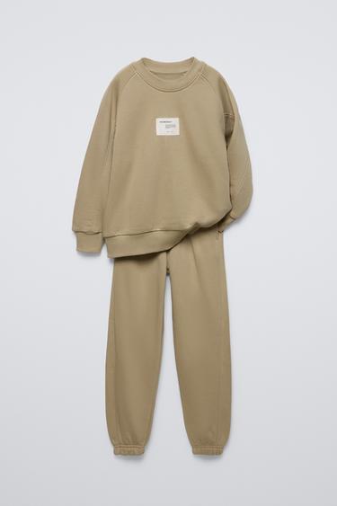 LABEL SWEATSHIRT AND JOGGERS SET - Olive green by Zara - Image 0