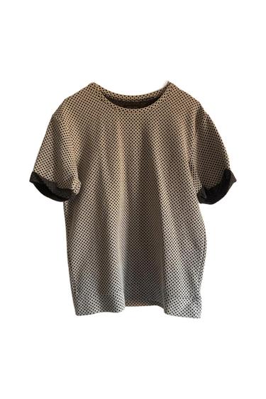 MAGLIA JACQUARD BIANCA E NERA MANICHE CORTE CON RISVOLTO