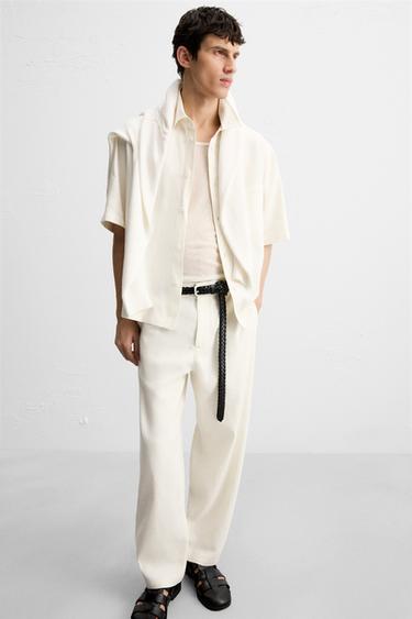 VISCOSE-JUTE TROUSERS - White by Zara - Image 4