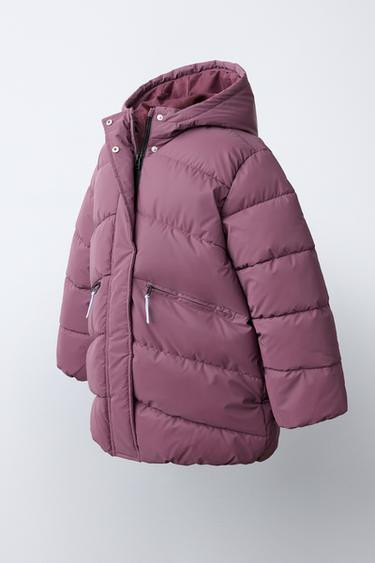 WATER-RESISTANT RUBBERIZED PUFFER COAT — Dusty pink 2