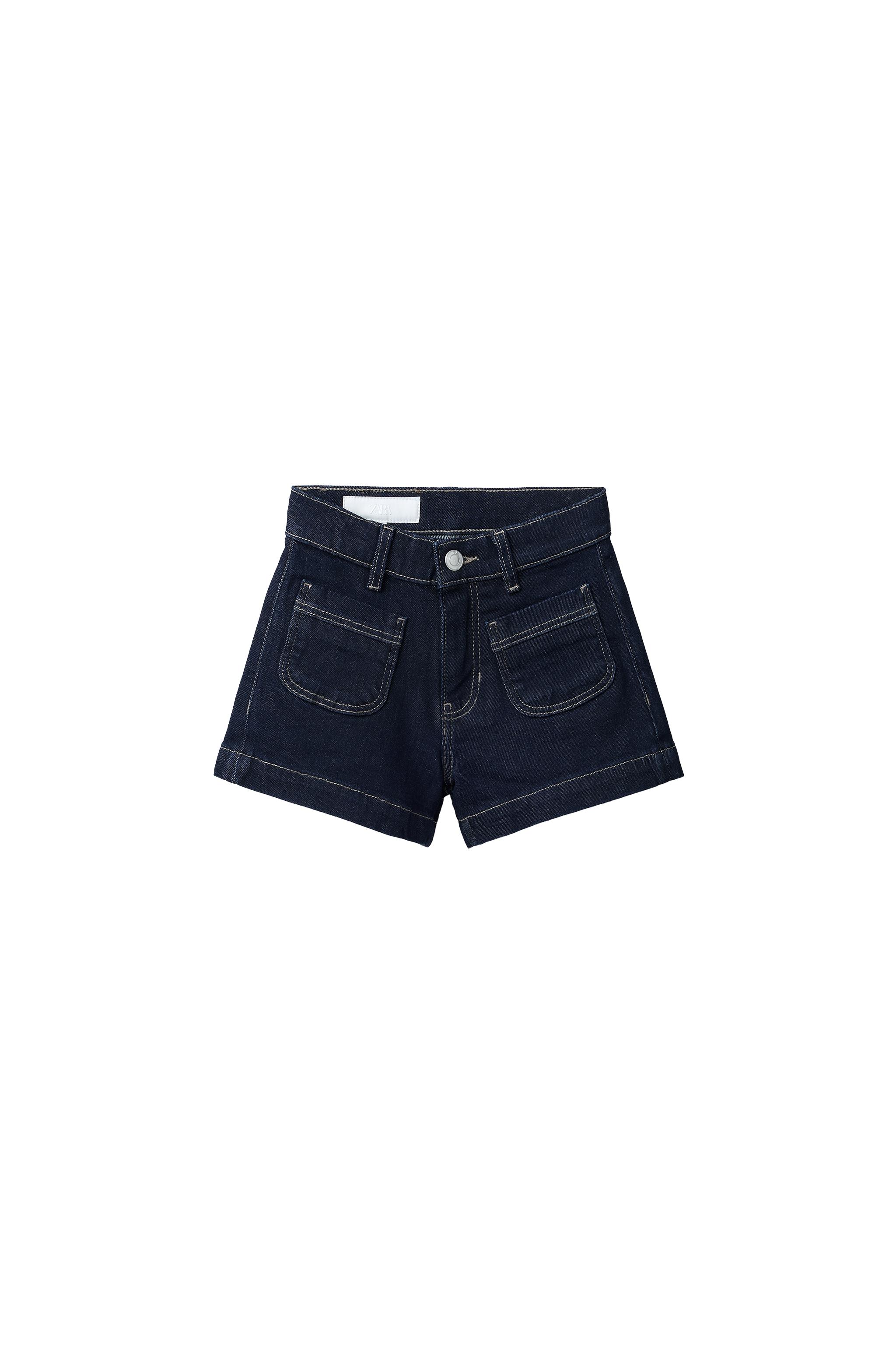 STRETCH DENIM SHORTS WITH POCKETS - Blue | ZARA United States