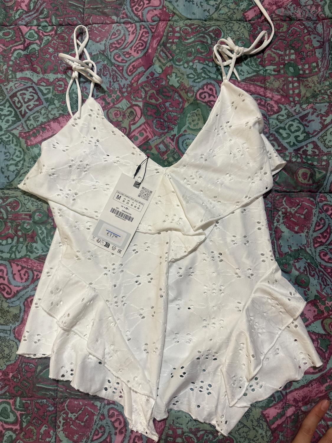 STRAPPY TOP WITH SWISS EMBROIDERY