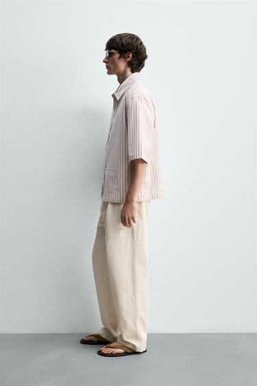 RELAXED FIT STRIPED SHIRT - Ecru by Zara - Image 3