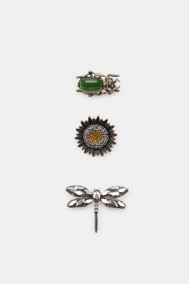 PACK OF DRAGONFLY BROOCHES - Golden by Zara - Image 0