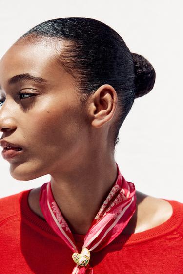 HEART DETAIL PRINTED BANDANA - Fuchsia by Zara