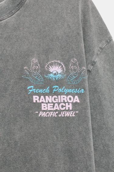 FADED-EFFECT TEXT T-SHIRT - Anthracite grey by Zara - Image 6