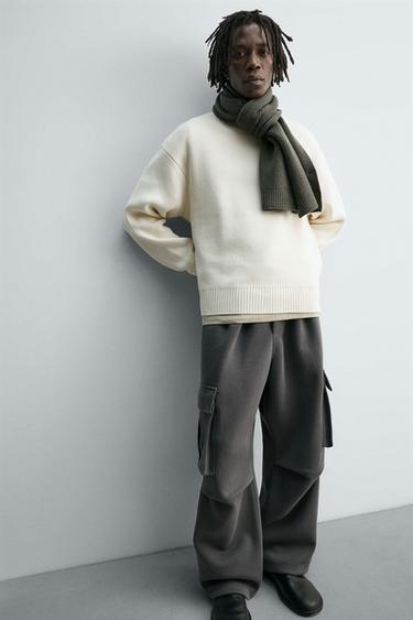 PANTALON CARGO EFFET NÉOPRÈNE À PLIS - Bleu / Gris de Zara - Image 4
