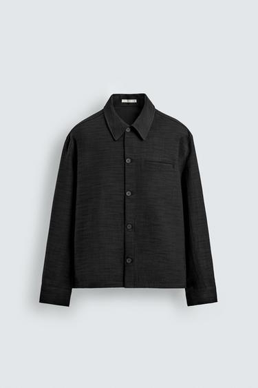 Zara RELAXED FIT FLUID OVERSHIRT - Black