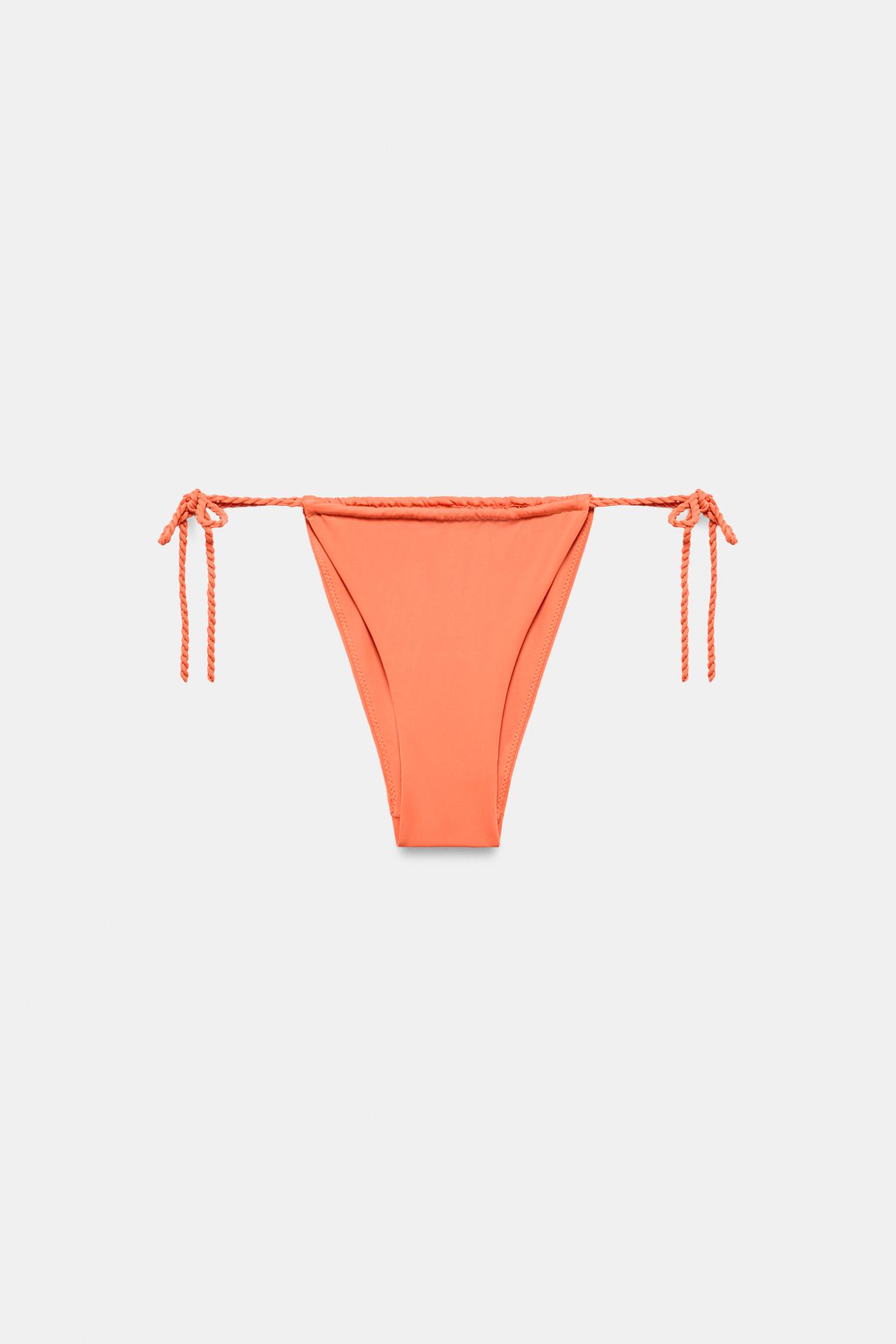 SOLID RUCHED BIKINI BOTTOMS — Orange