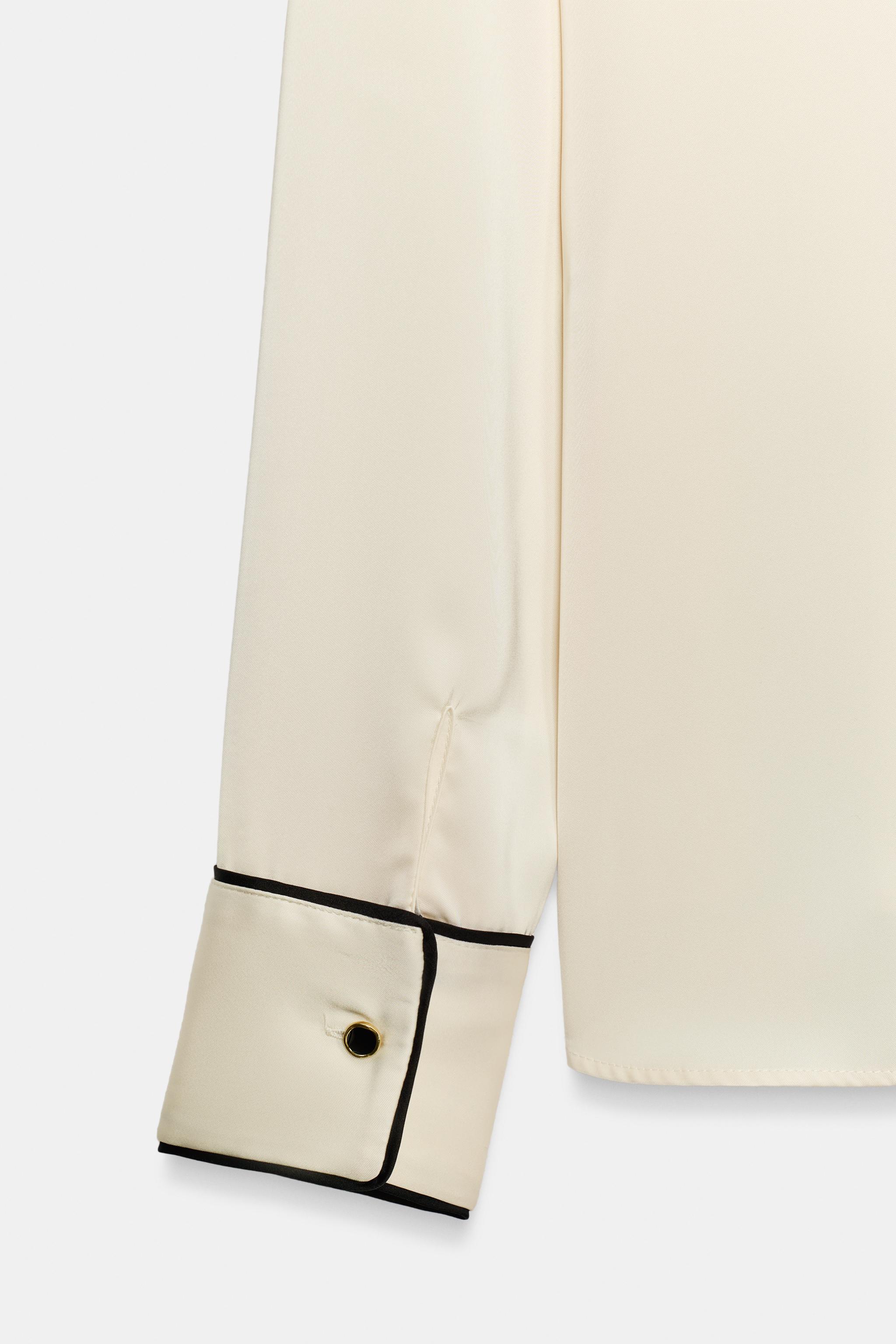 CHEMISE SATINÉE AVEC LISERÉS CONTRASTE