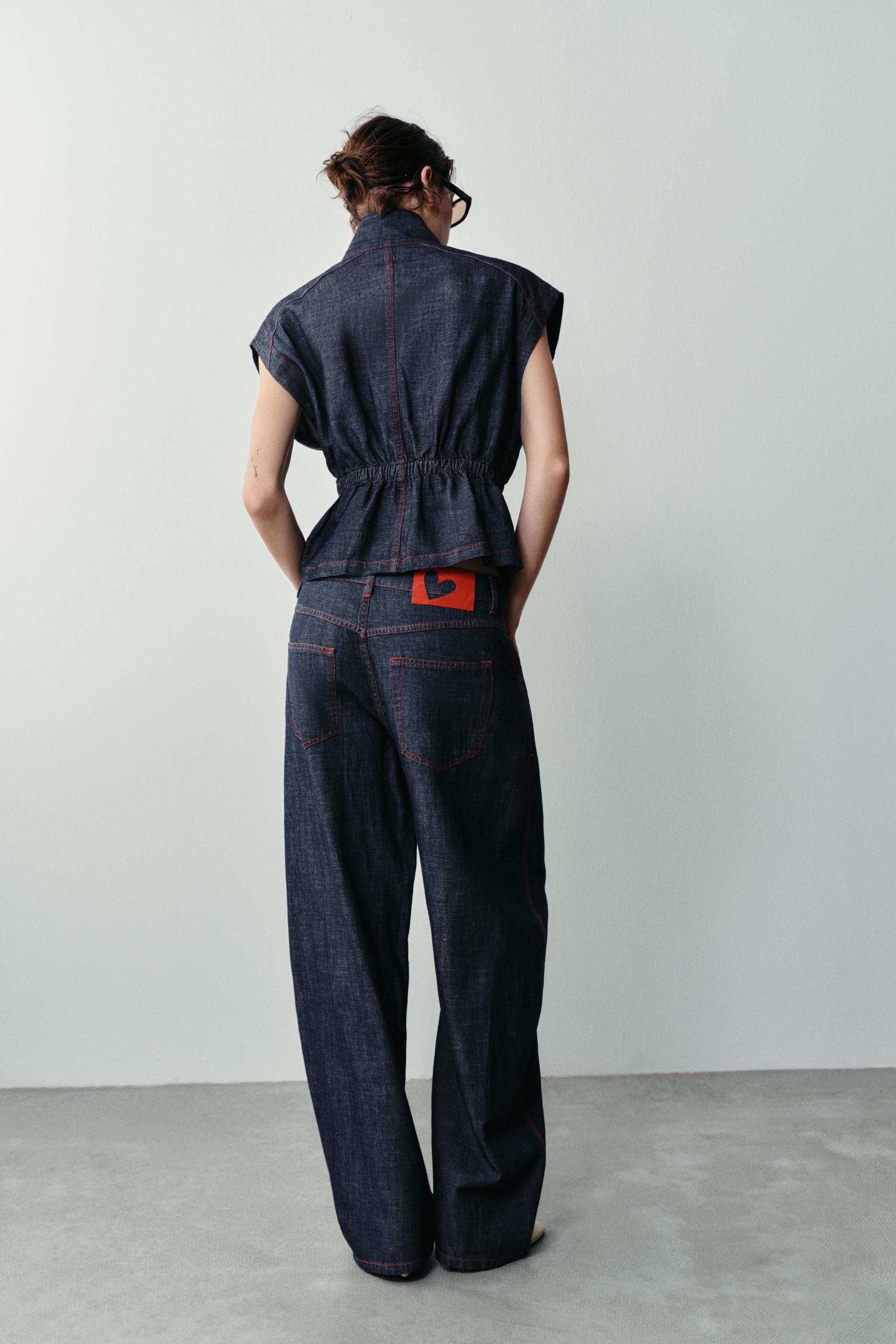 LINEN VEST WITH CONTRASTING TOPSTITCHING