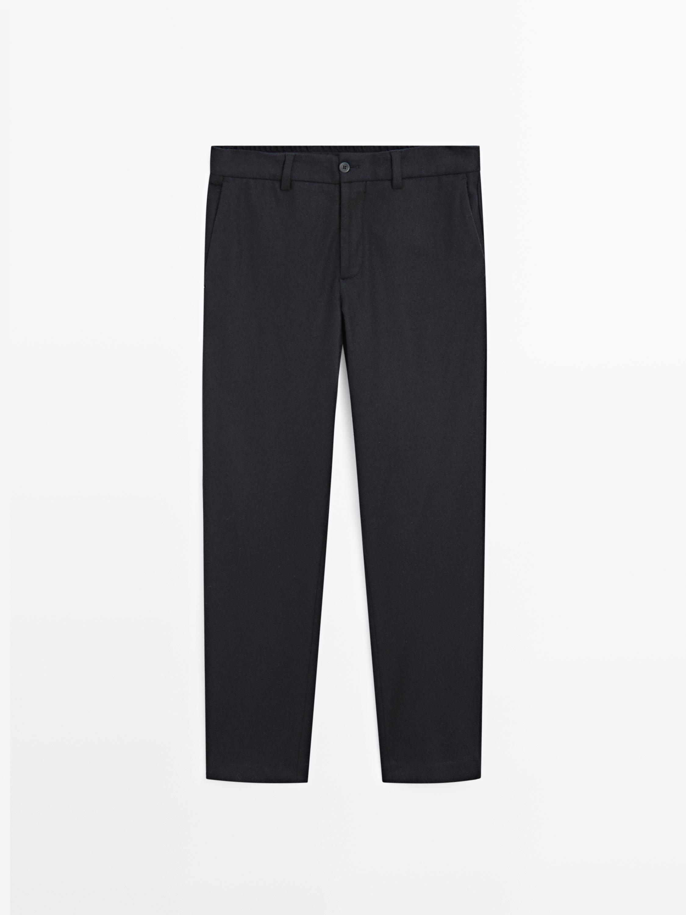 Wool blend trousers — Navy blue