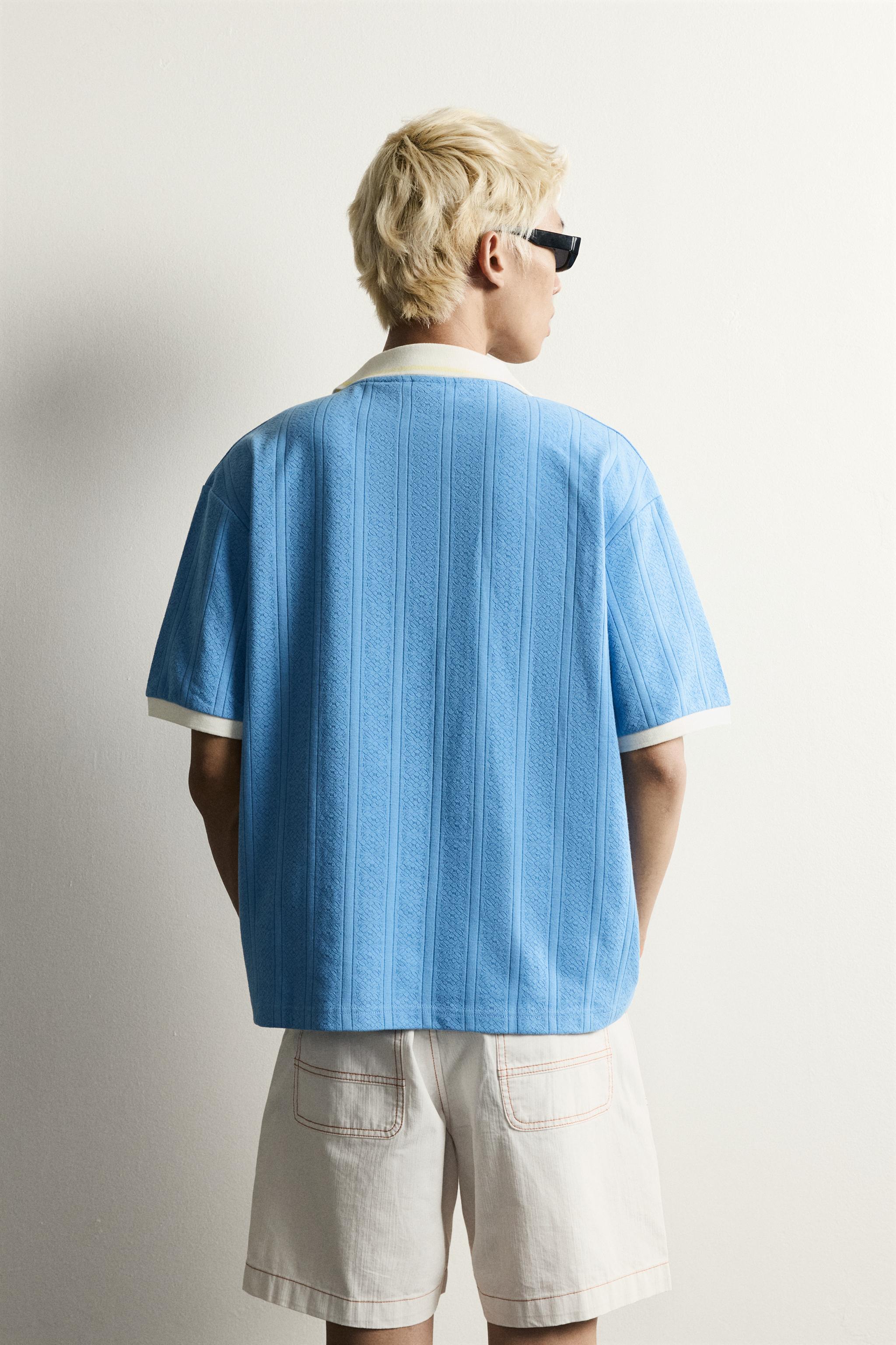 RELAXED FIT TEXTURED EMBROIDERED POLO