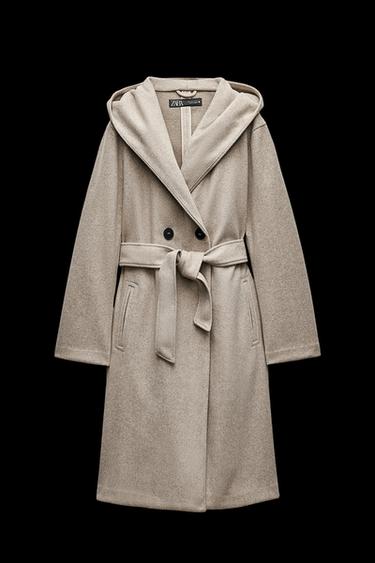 SOFT HOODED BELTED COAT - Beige by Zara - Image 0