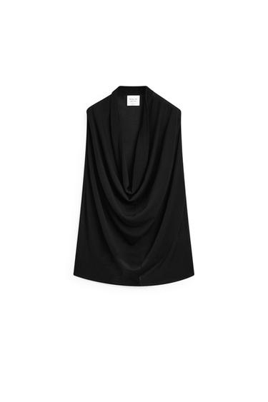 Top escote drapeado con seda - LIMITED EDITION - Negro de Zara