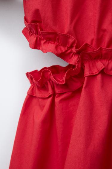 ROBE AJOURÉE À VOLANTS - Rouge de Zara - Image 3