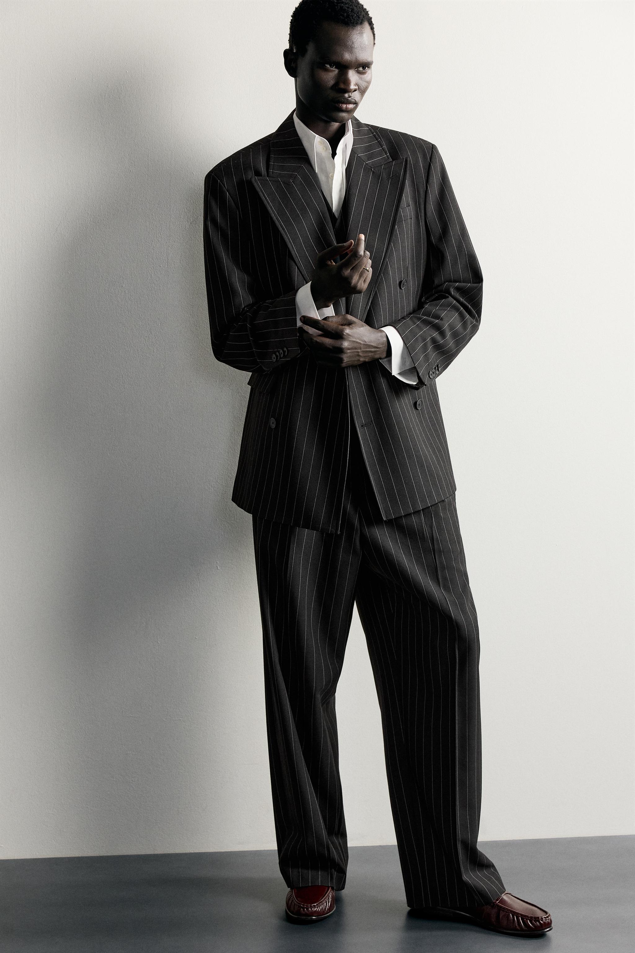 PINSTRIPE SUIT PLEATED PANTS
