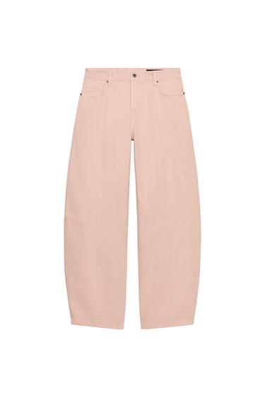 ZW COLLECTION BARREL PATCHWORK MID-WAIST JEANS - Pink by Zara