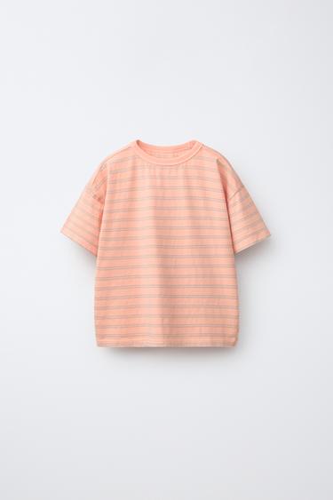 CAMISETA RAYAS - Naranja de Zara