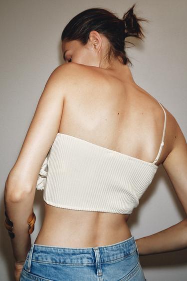 FLORAL CROP TOP - Ecru by Zara - Image 3
