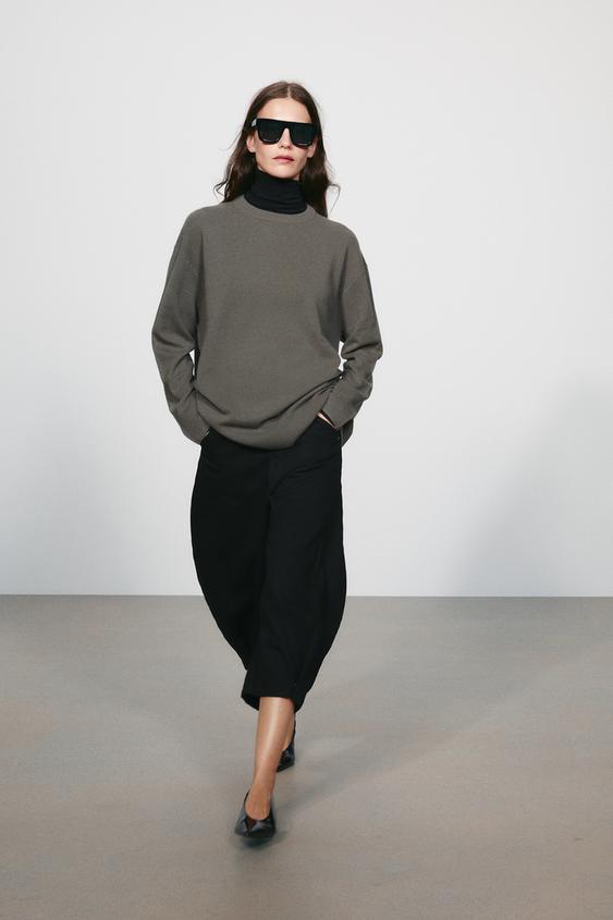 Oversize-Pullover aus 100 % Wolle - Taupegrau von Zara - Bild 0