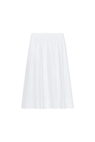Zara POPLIN MIDI SKIRT - White