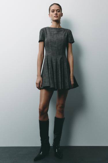 SHORT FLARED DRESS ZW COLLECTION - Grey marl by Zara