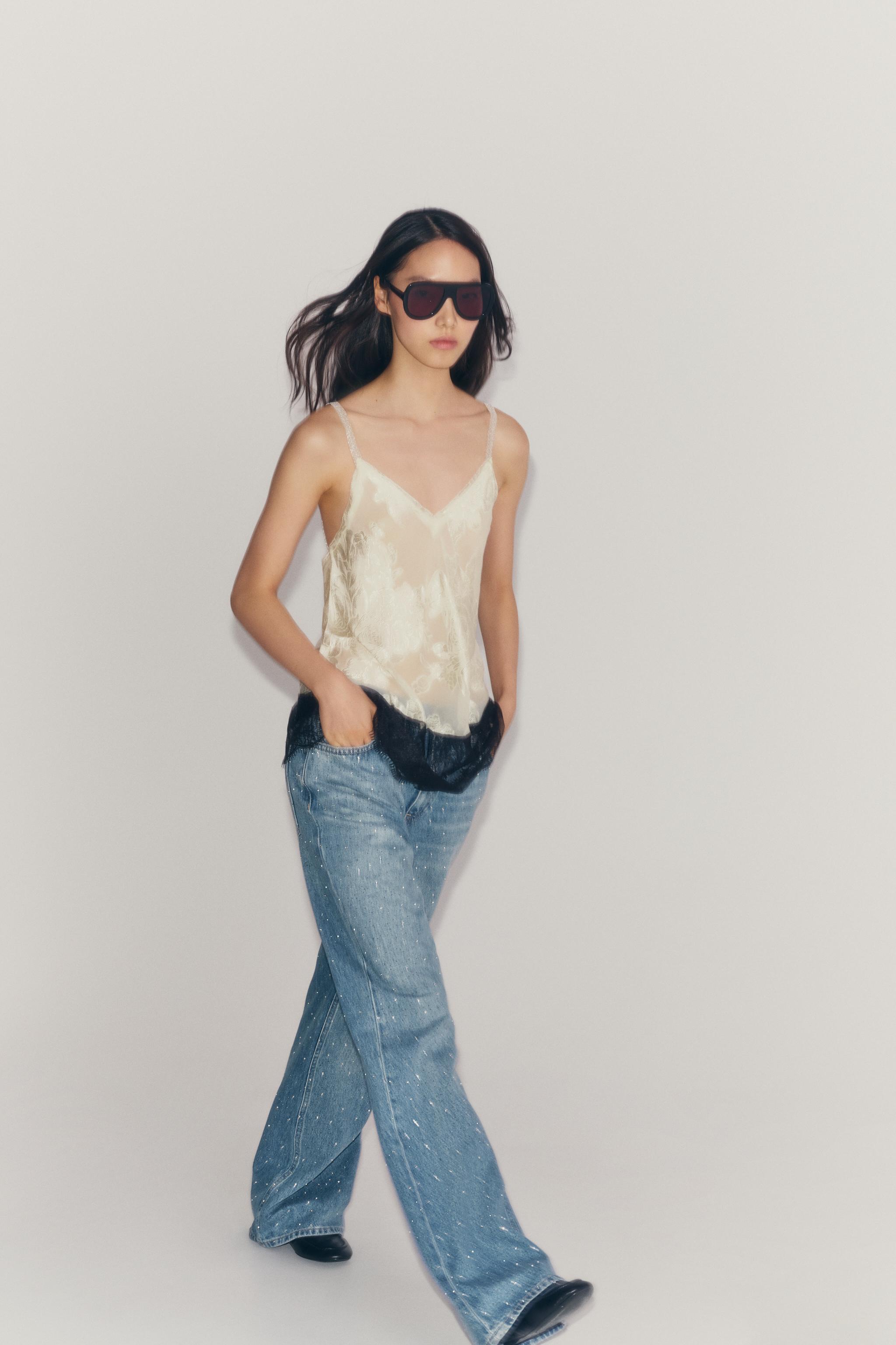 Женские рубашки Zara ZW COLLECTION SILK JACQUARD CAMI — фото 3