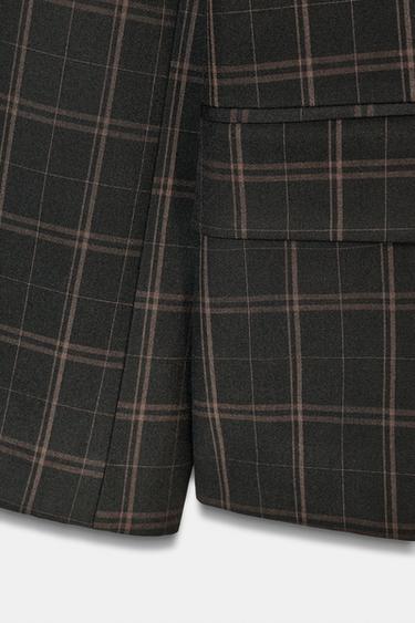 VESTE À CARREAUX AVEC ÉPAULETTES - Noir / Marron de Zara - Image 10