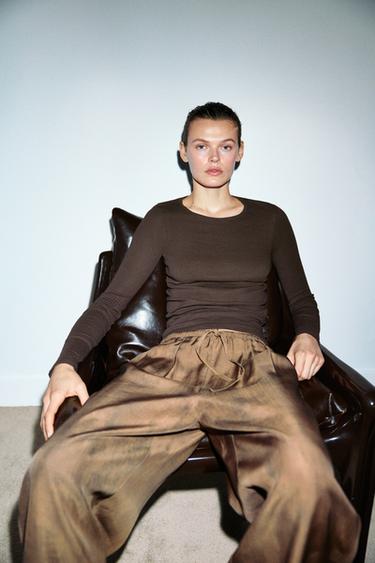 COTTON T-SHIRT - Brown by Zara